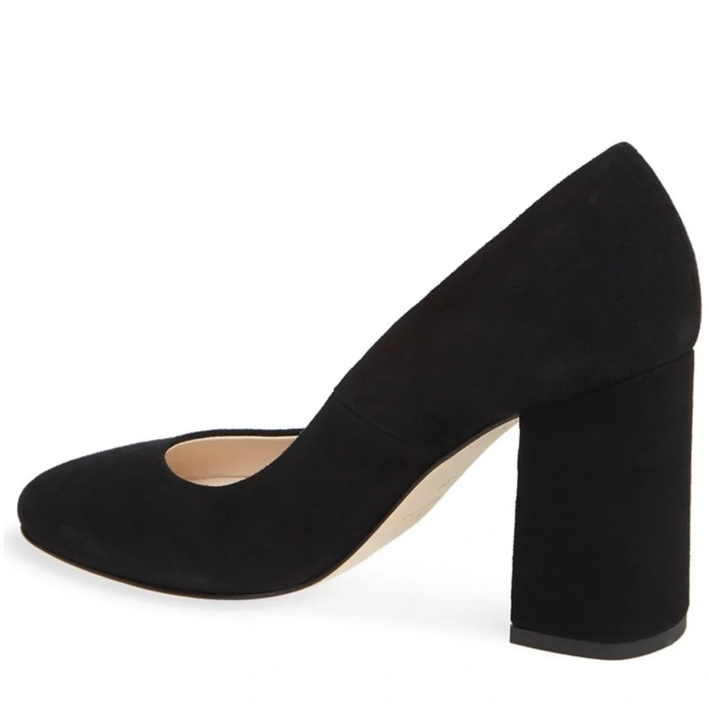 CORDANI Hannette Black Suede Leather Shoes Round Toe Womens Block Heel Pump 37 - Picture 2 of 11